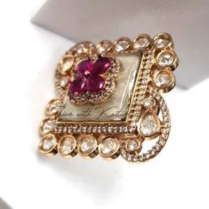 Alternative view of Square Enamelled Ring with Ruby Floral Design