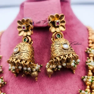 Alternative view of Shilpi Antique Peacock Necklace with Jhumka Earrings