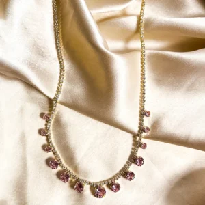 Blush Tennis Necklace with Stones