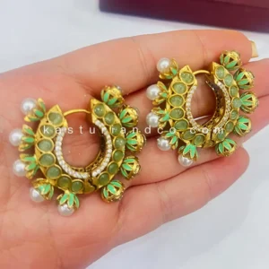 Alternative view of Designer Chandbaali Kundan and Moti