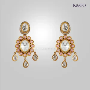 Alternative view of Siya Classic Polki Kundan Necklace, Pink