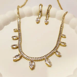 Tennis & Baguette Necklace Set Diamante Drops