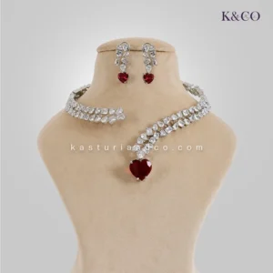 Zara Top Openable Necklace with Stones, Red