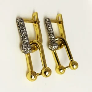 U-Link Cubic Zirconia Earrinngs, Gold plated
