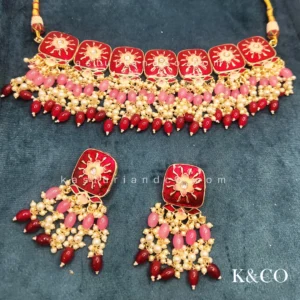 Red Choker With Meenakari