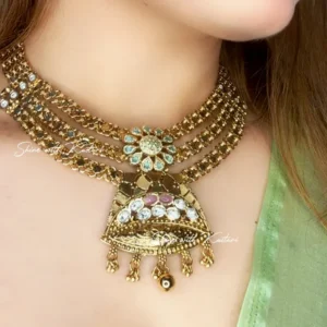 Alternative view of Amrapali Inspired Multi-Layered Kundan Choker Set