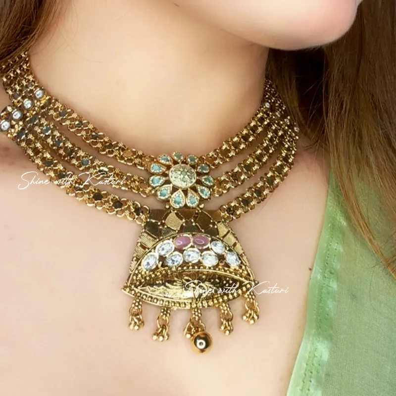 Amrapali Inspired Multi-Layered Kundan Choker Set - Image 2