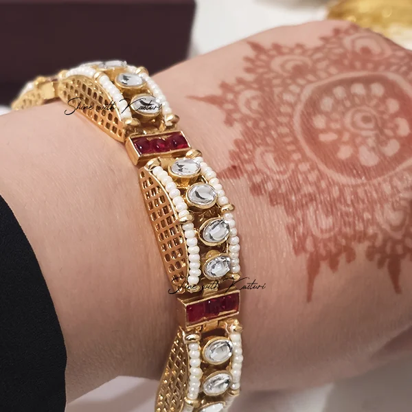 Kaira Kundan Pearl Antique Bangle - Image 2
