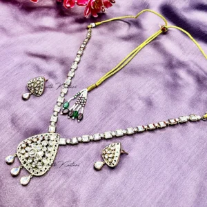 Classic Teardrop Kundan Meenakari Pendant Set