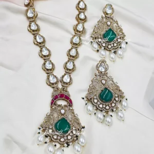 Emerald Kundan Necklace Set Online