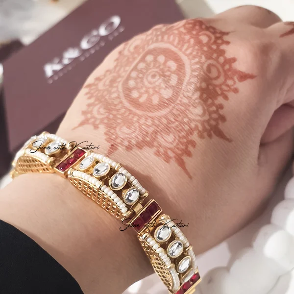 Kaira Kundan Pearl Antique Bangle - Image 3