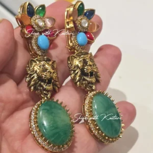 Alternative view of Sabyasachi Inspired Multi-Stone Drop Earrings