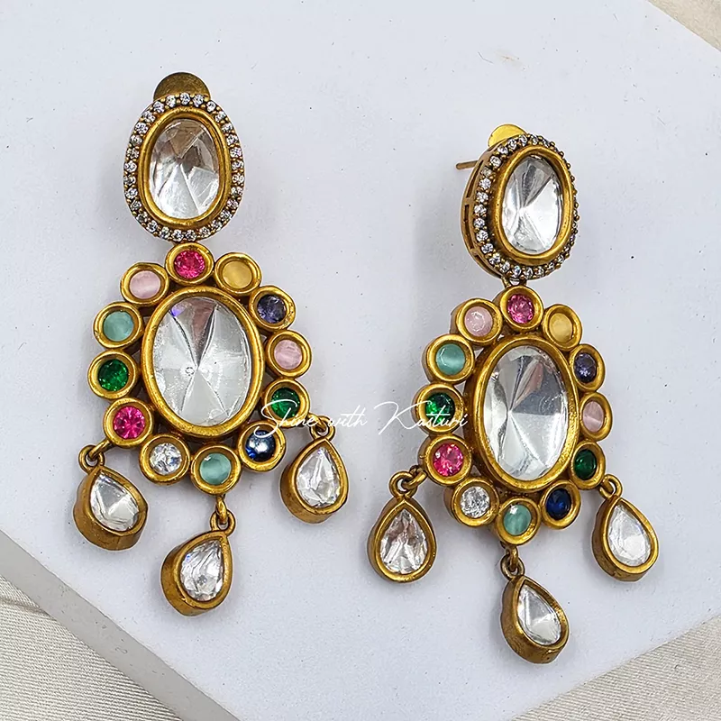 Ria Polki Necklace with Moissanites Multicolour - Image 3