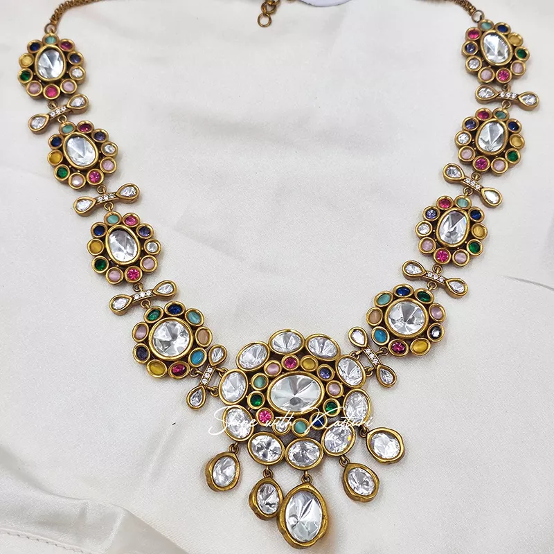 Ria Polki Necklace with Moissanites Multicolour - Image 2