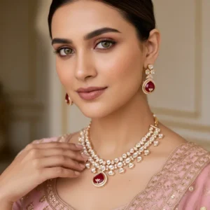 Kundan & Stone Layered Necklace Set